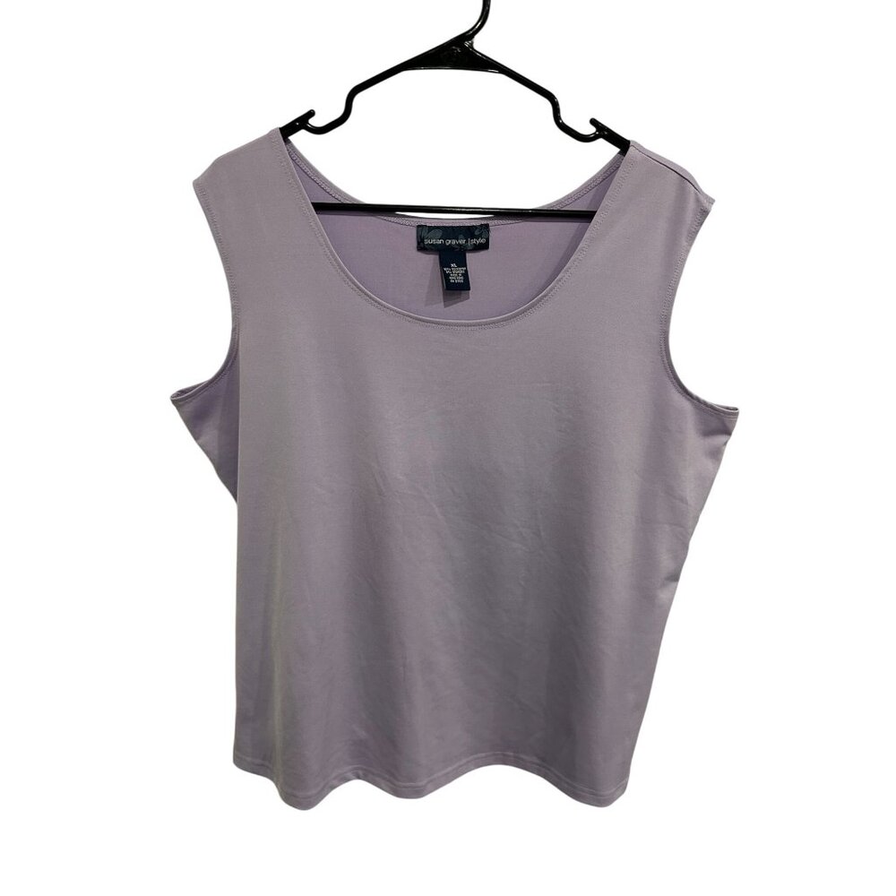 Susan Graver Style Liquid Knit Tank Top Lavender Sz XL Sleeveless Everyday Wear